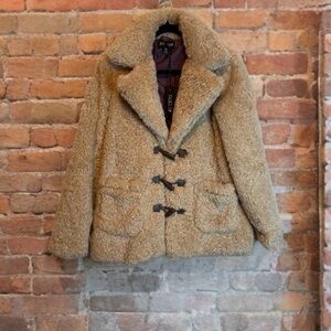 Current Mood Tan Teddy Jacket with Toggle Closure